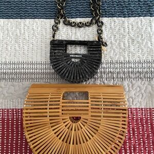 Two Gaia Arc Handbags, Tan Bamboo and Black Acrylic Mini